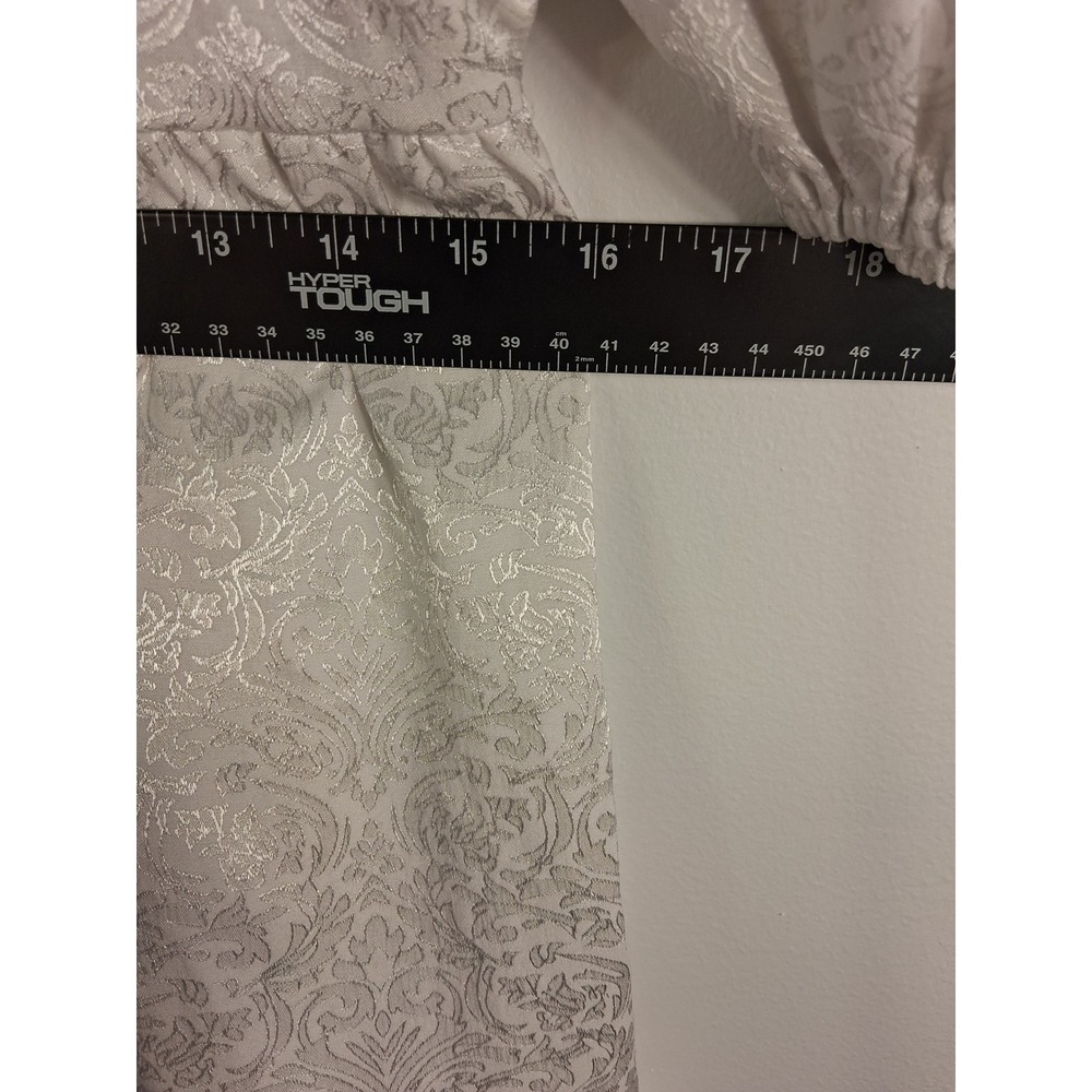 Regencycore] Sugar + Lips Babydoll Dress Women Medium White Jacquard Puff Sleeve - Picture 3 of 4
